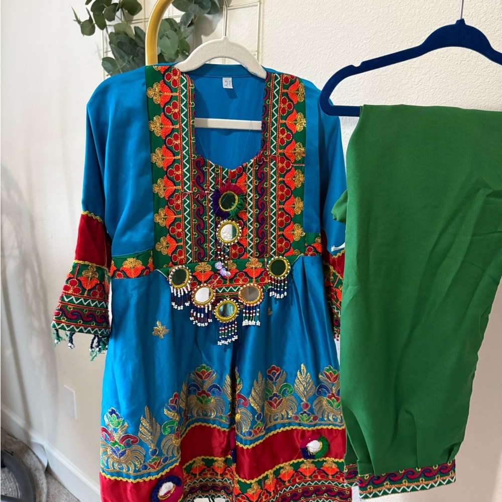Colorful Embroidered Traditional afghan Outfit
